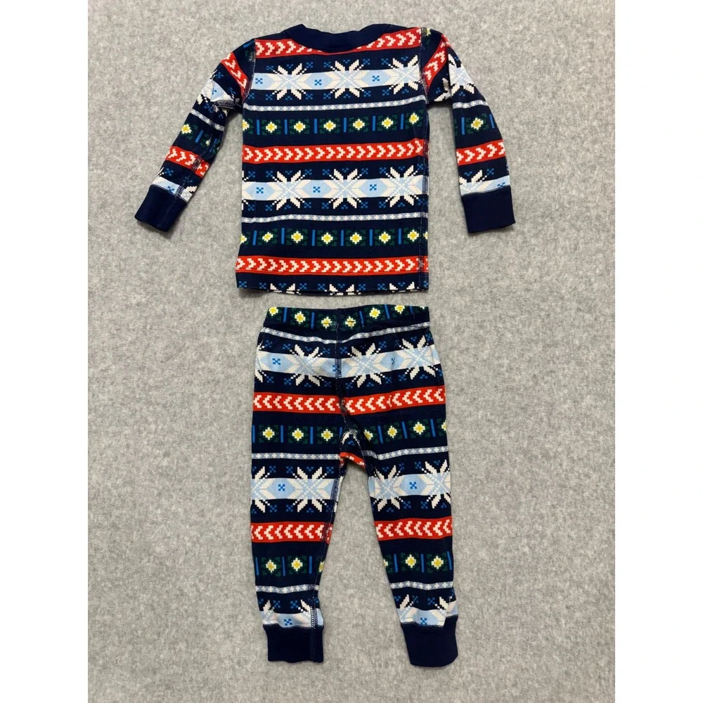Hanna‎ Andersson Kids 2T Organic Cotton Fair Isle Snowflake Pajama Set Navy Blue
